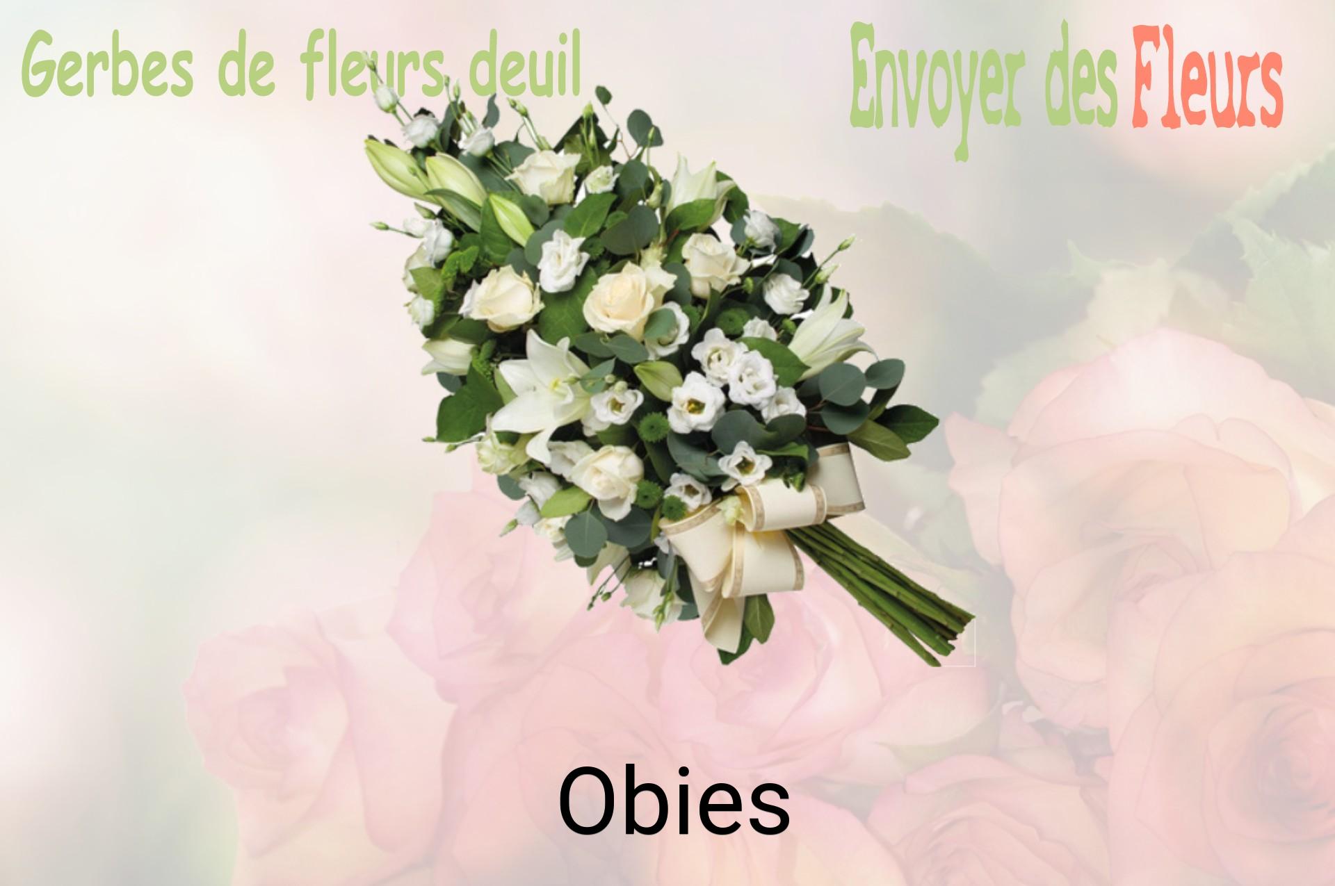 Gerbe de fleurs de deuil livrée à Obies